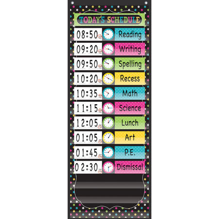 TEACHER CREATED RESOURCES Chalkboard Brights 14 Pocket Daily Schedule Pocket Chart, 13in x 34in 20752